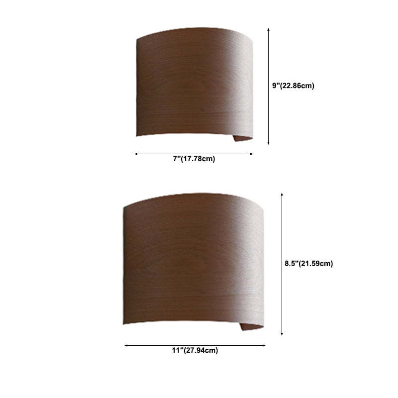 Wood Half-Cylinder Sconce Lights Modern Style 2 Lights Wall Lighting Fixtures