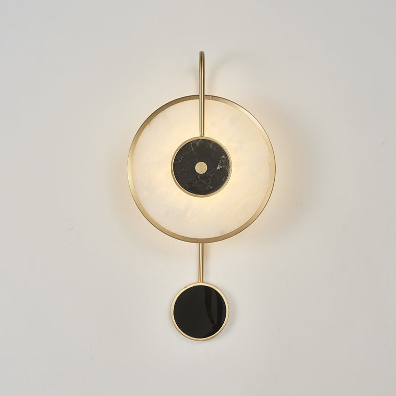 Modern Metal Wall Light Gold Round 20" High Wall Sconce with Mica for Bedroom
