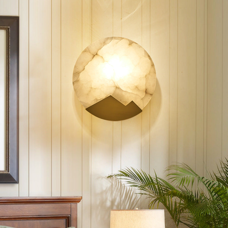 Modern Brass Wall Light Gold Round 8" High Wall Sconce Lamp for Bedroom