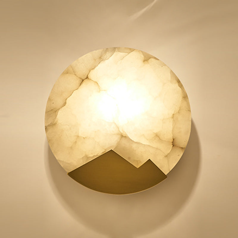 Modern Brass Wall Light Gold Round 8" High Wall Sconce Lamp for Bedroom