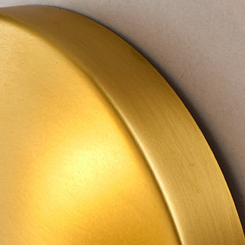 Modern Brass Wall Light Gold Round 8" High Wall Sconce Lamp for Bedroom