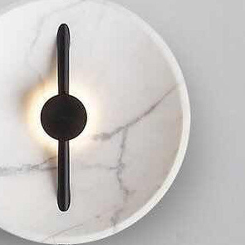 Postmodern Marble Wall Light Round LED Wall Sconce in White for Living Room