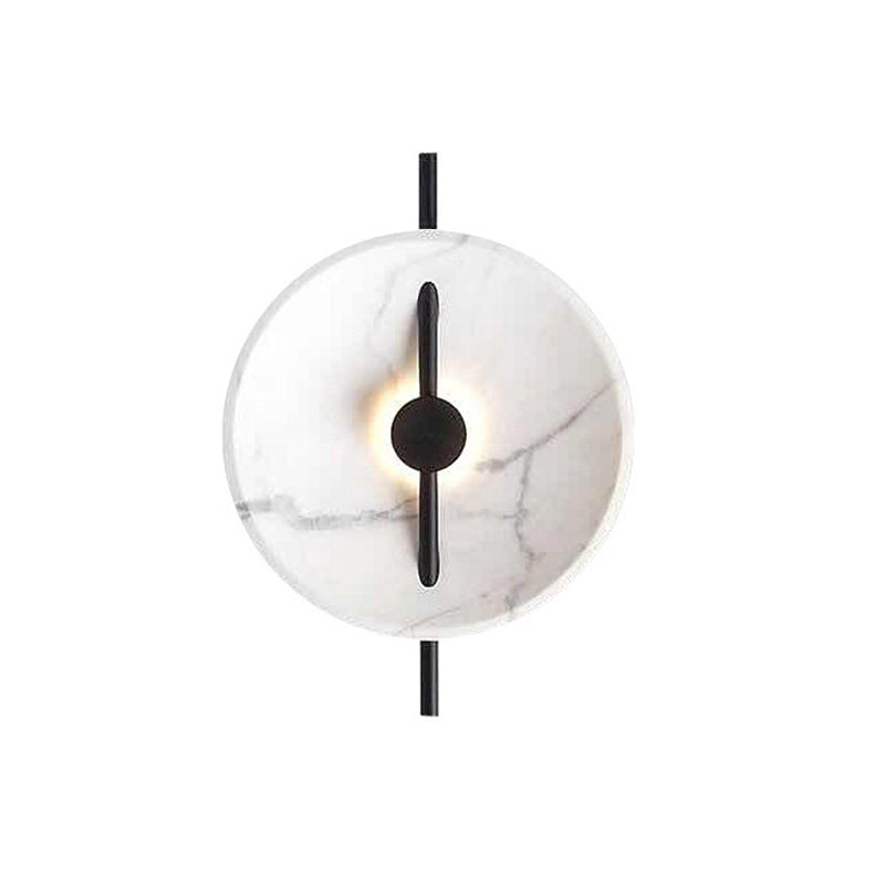 Postmodern Marble Wall Light Round LED Wall Sconce in White for Living Room