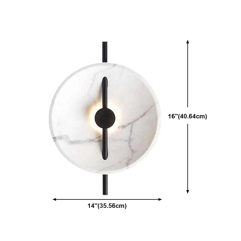 Postmodern Marble Wall Light Round LED Wall Sconce in White for Living Room