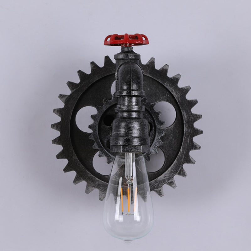 Industrial Metal Wall Light Gear Shape Water Pipe Wall Sconce for Cafe