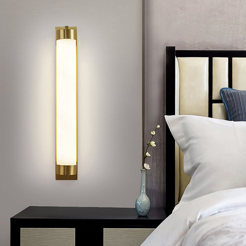 Chinese Brass Wall Light Gold LED Wall Sconce with Mica for Living Room