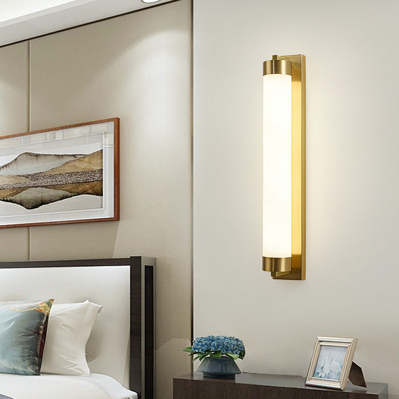 Chinese Brass Wall Light Gold LED Wall Sconce with Mica for Living Room