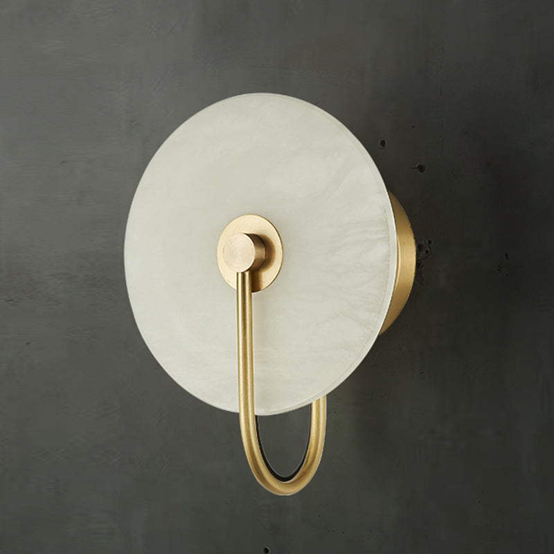 Nordic Style Wall Light Round White LED Wall Sconce with Mica for Living Room