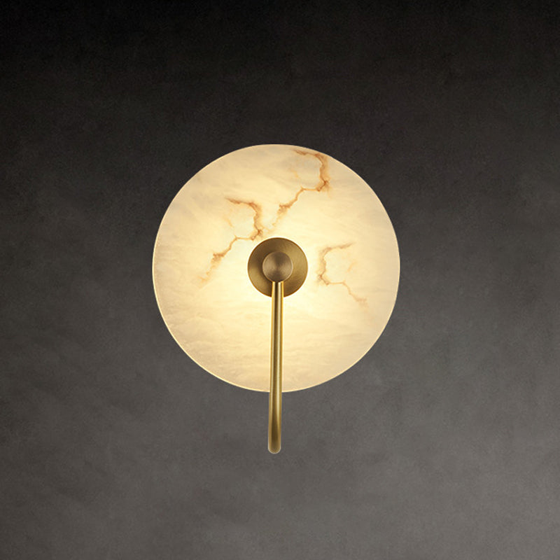 Nordic Style Wall Light Round White LED Wall Sconce with Mica for Living Room