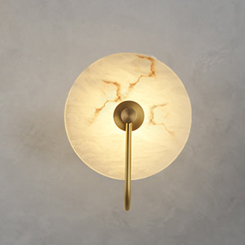 Nordic Style Wall Light Round White LED Wall Sconce with Mica for Living Room