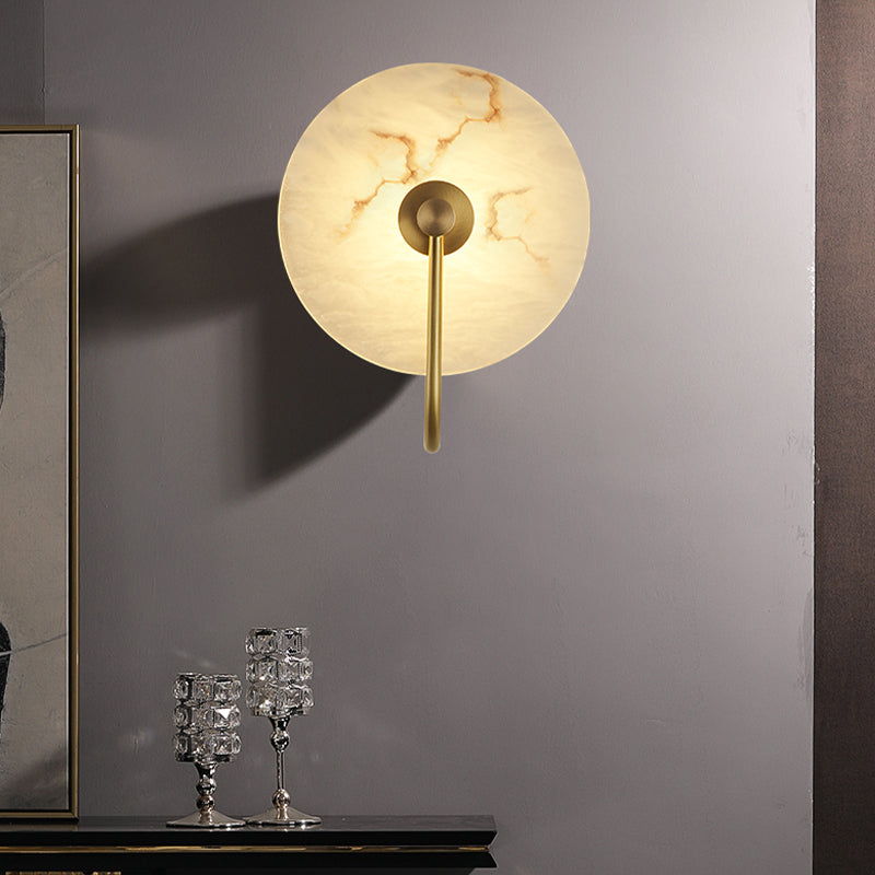 Nordic Style Wall Light Round White LED Wall Sconce with Mica for Living Room