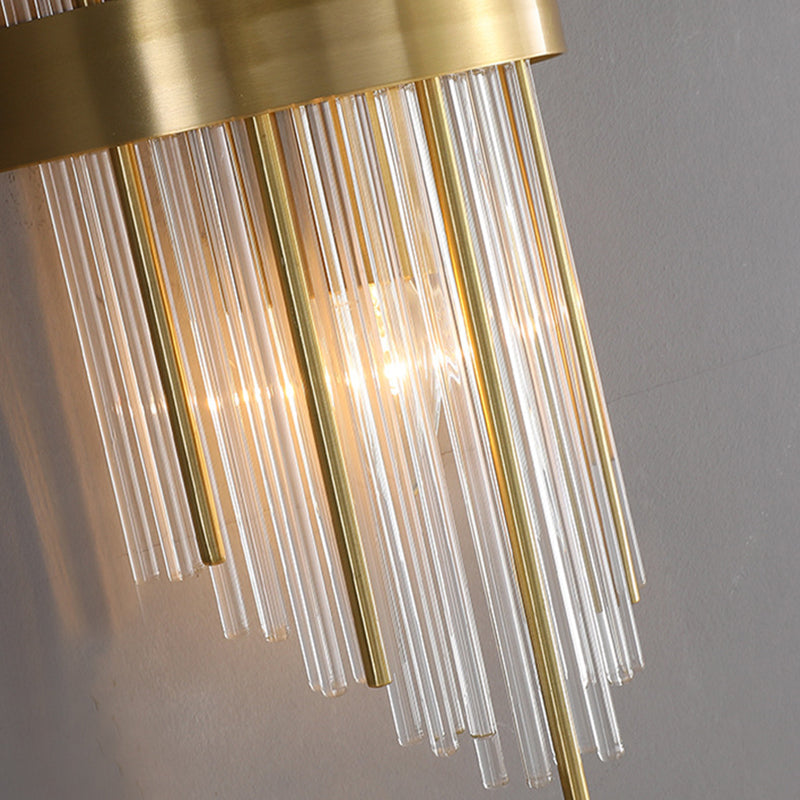 Postmodern Brass Wall Light Gold Tubular Shape Wall Sconce with Crystal for Living Room