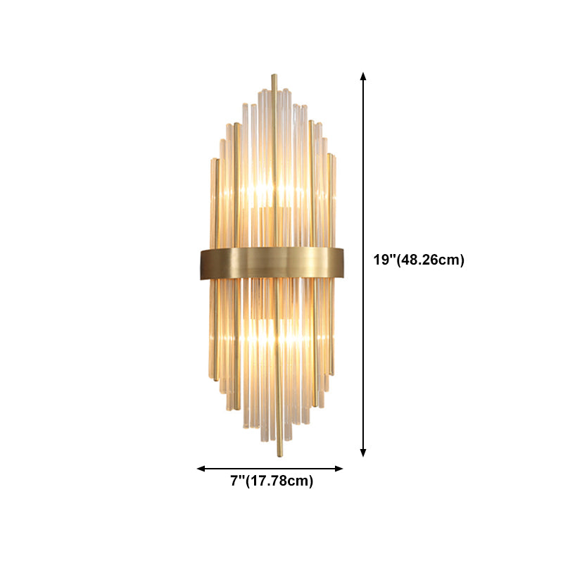 Postmodern Brass Wall Light Gold Tubular Shape Wall Sconce with Crystal for Living Room