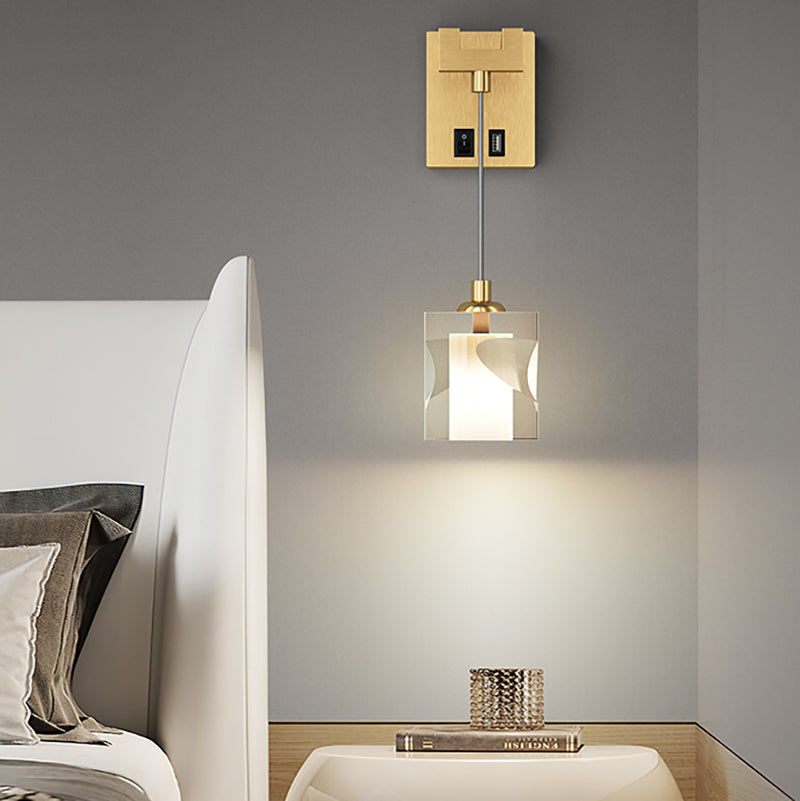 Modern Style Crystal Wall Light Cube Hanging Wall Sconce for Living Room