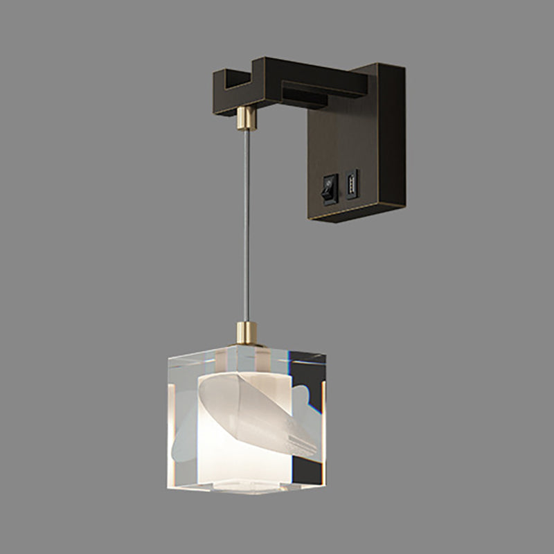 Modern Style Crystal Wall Light Cube Hanging Wall Sconce for Living Room