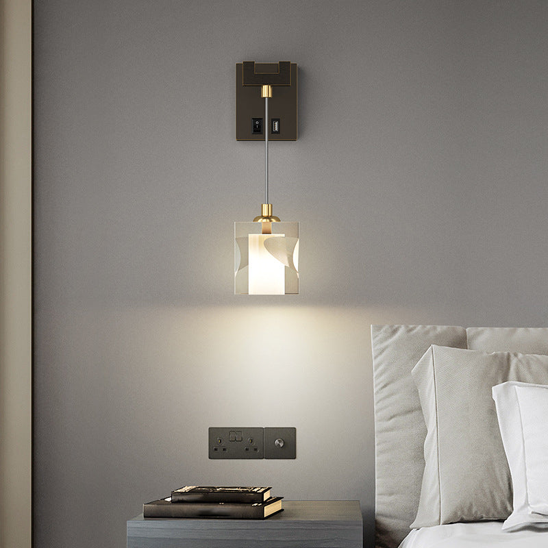Modern Style Crystal Wall Light Cube Hanging Wall Sconce for Living Room