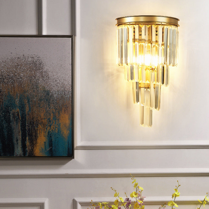 Postmodern Style Crystal Wall Light Layered Wall Sconce for Living Room