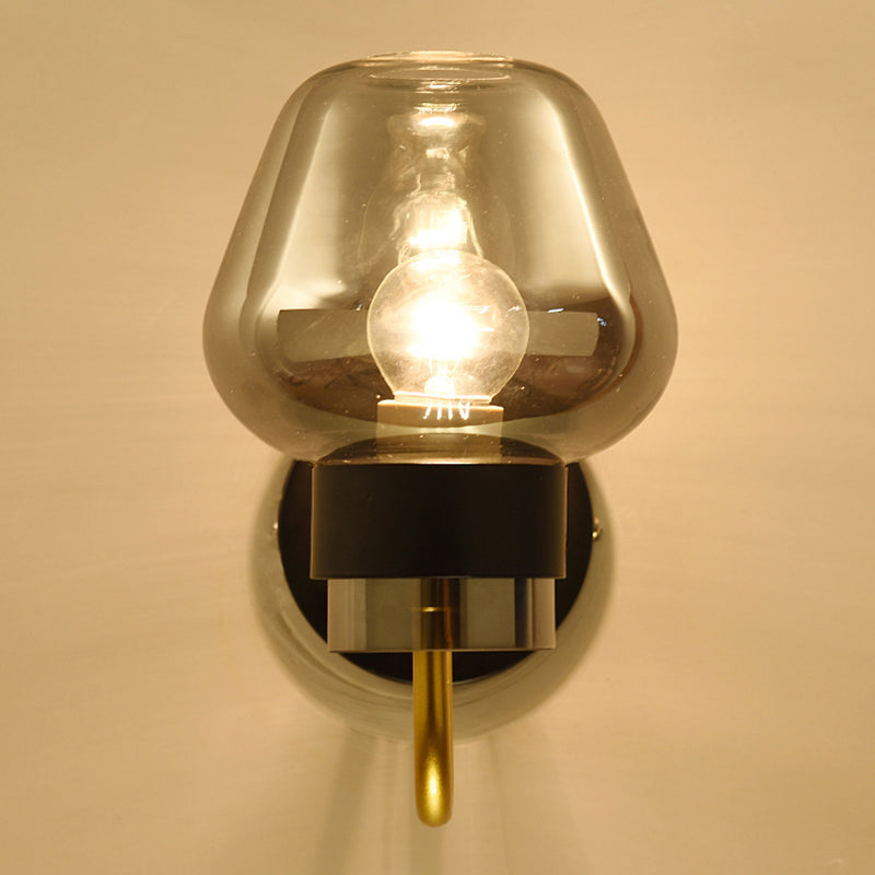Modern Style Brass Wall Light Bowl Wall Sconce with Glass for Living Room