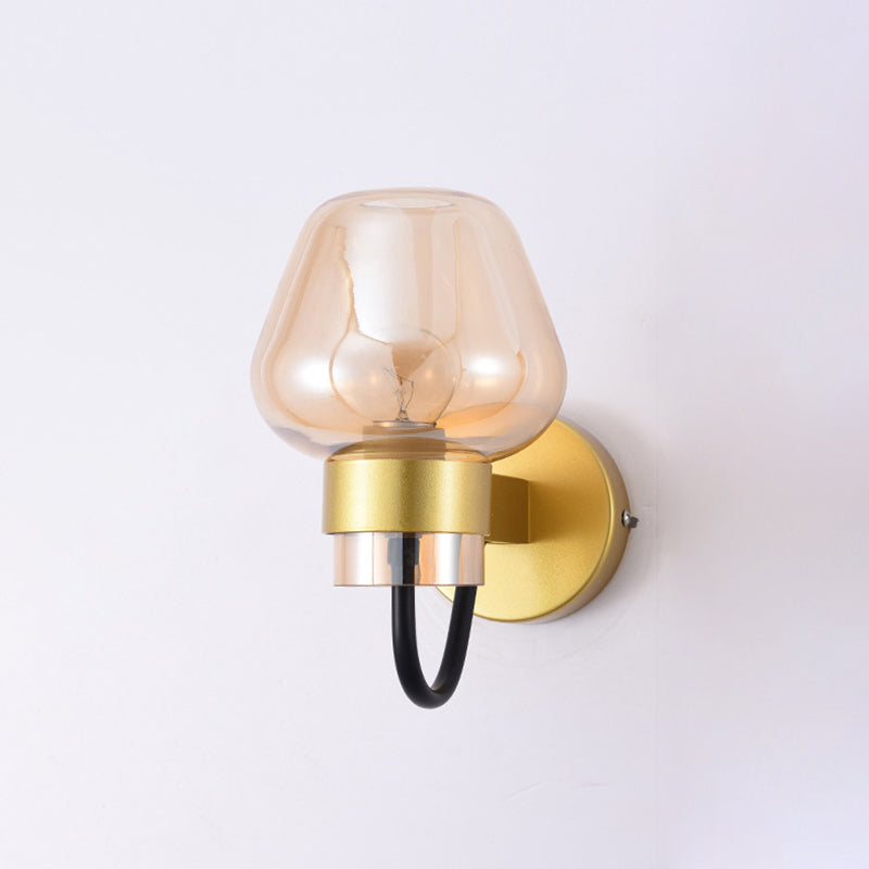 Modern Style Brass Wall Light Bowl Wall Sconce with Glass for Living Room