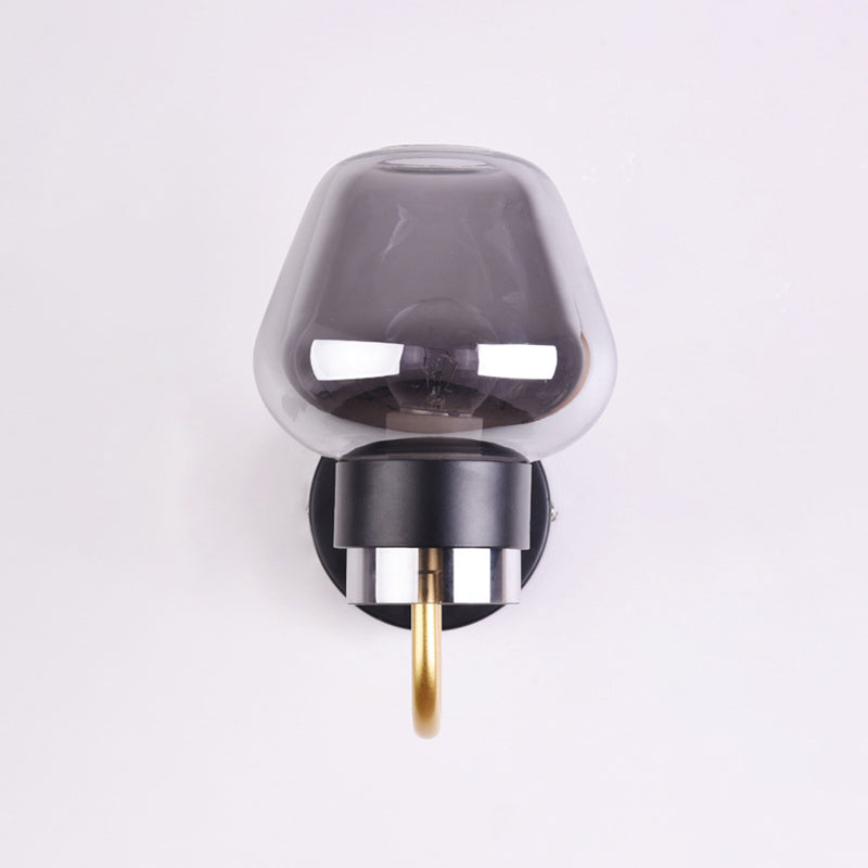 Modern Style Brass Wall Light Bowl Wall Sconce with Glass for Living Room