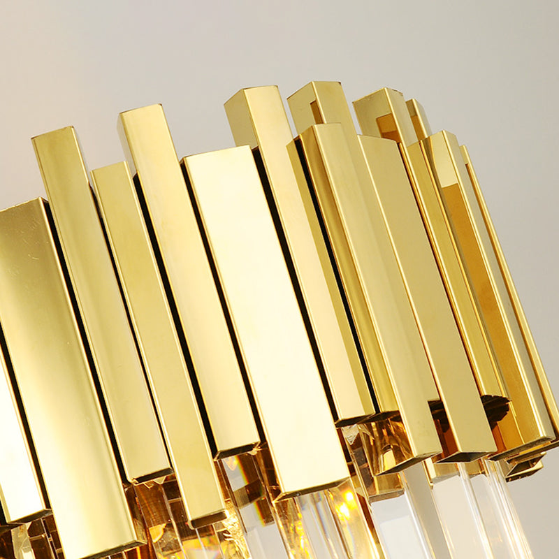 Postmodern Style Crystal Wall Light Gold Layered Wall Sconce for Living Room