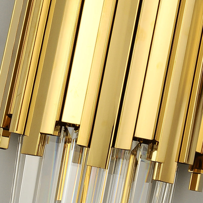 Postmodern Style Crystal Wall Light Gold Layered Wall Sconce for Living Room