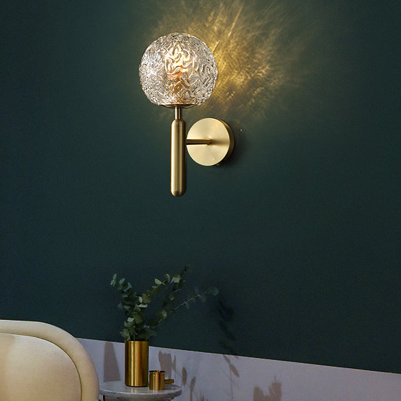 Nordic Style Crystal Wall Light Gold Globe Wall Sconce for Living Room