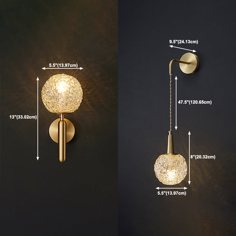 Nordic Style Crystal Wall Light Gold Globe Wall Sconce for Living Room