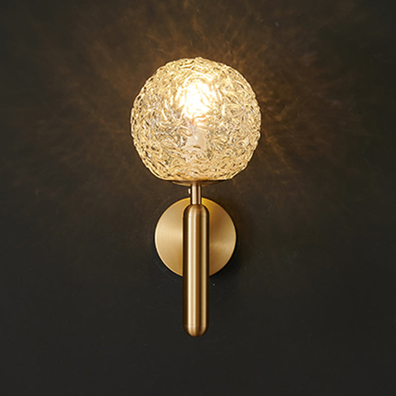 Nordic Style Crystal Wall Light Gold Globe Wall Sconce for Living Room