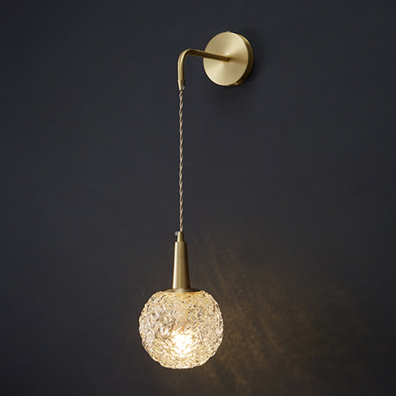 Nordic Style Crystal Wall Light Gold Globe Wall Sconce for Living Room