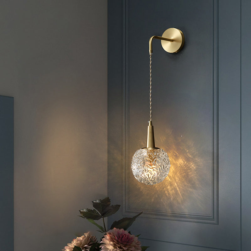 Nordic Style Crystal Wall Light Gold Globe Wall Sconce for Living Room
