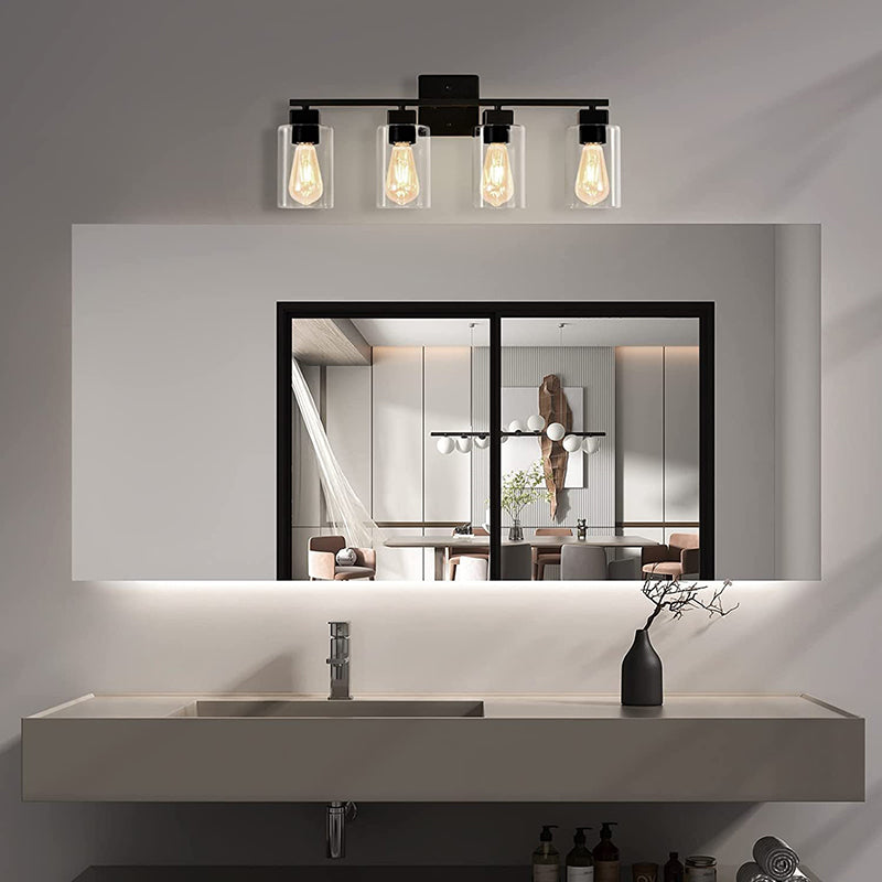 Glass Shaded Bath Vanity Lighting Industrial Black Light for Bathroom