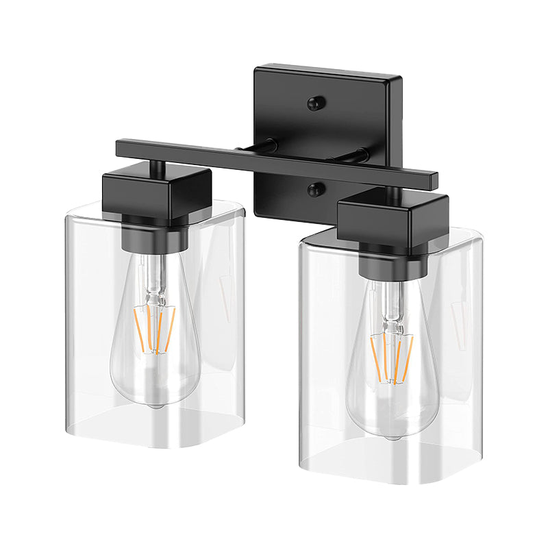 Glass Shaded Bath Vanity Lighting Industrial Black Light for Bathroom