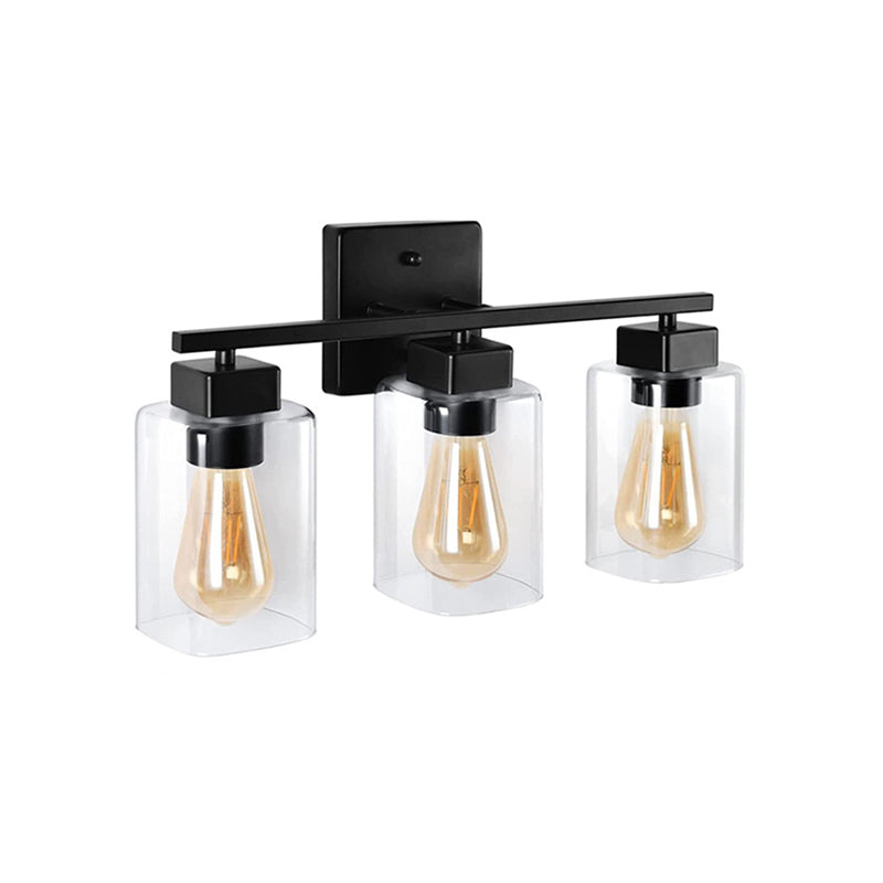 Glass Shaded Bath Vanity Lighting Industrial Black Light for Bathroom