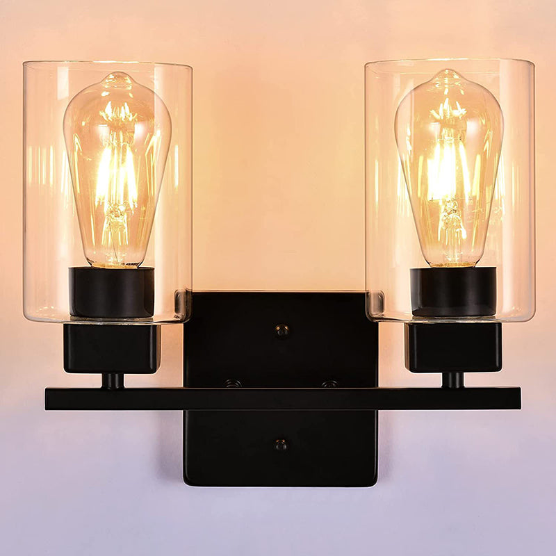 Glass Shaded Bath Vanity Lighting Industrial Black Light for Bathroom