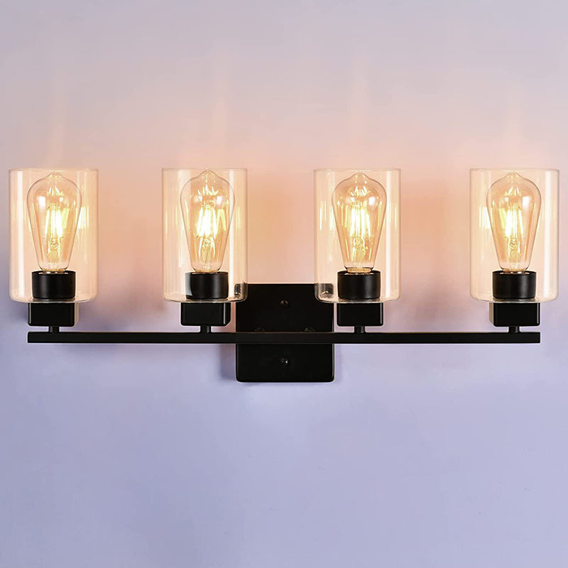 Glass Shaded Bath Vanity Lighting Industrial Black Light for Bathroom