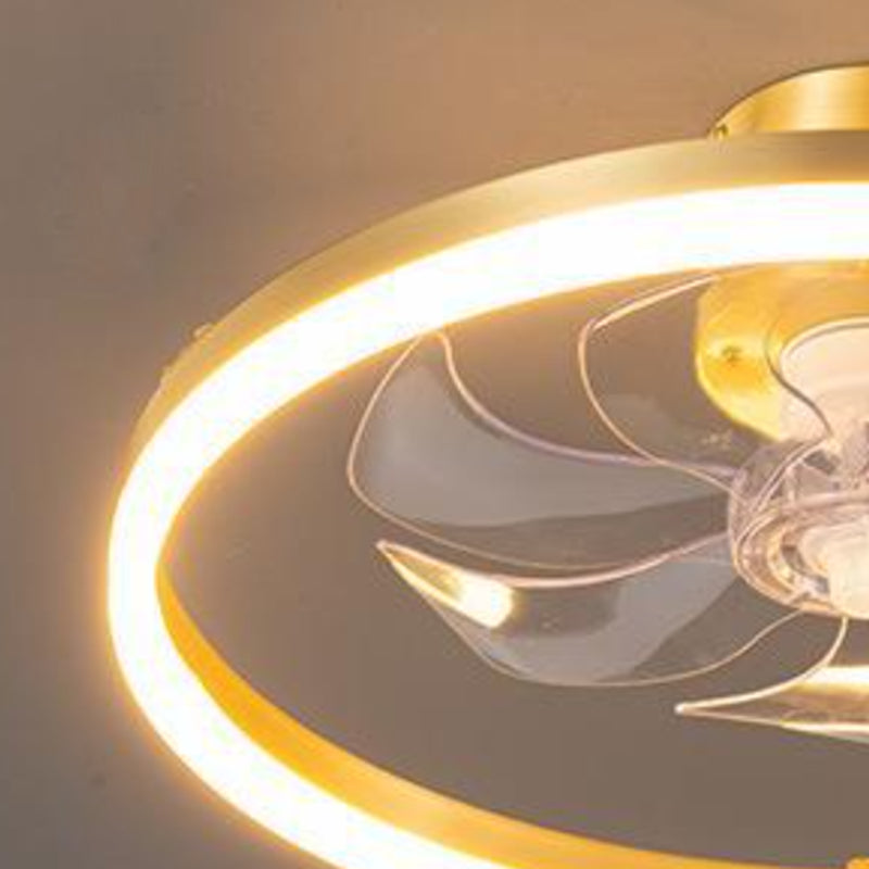 LED Deckenventilator mit Beleuchtung Rund Gold Modern Metall 7-Flügel