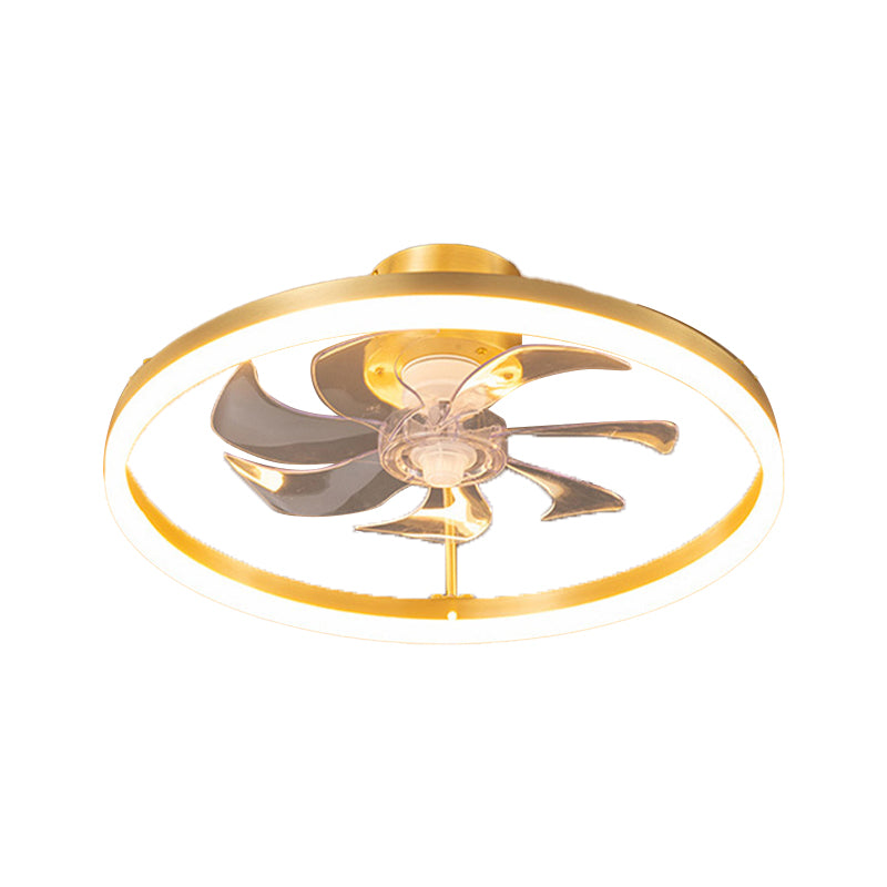 LED Deckenventilator mit Beleuchtung Rund Gold Modern Metall 7-Flügel