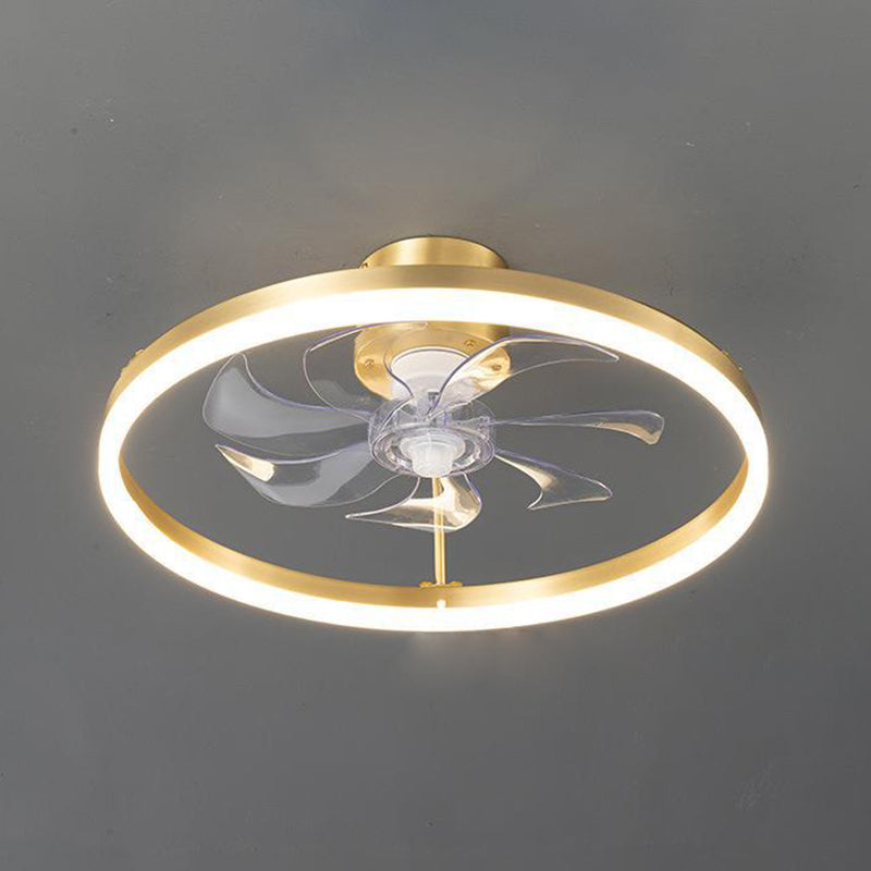 LED Deckenventilator mit Beleuchtung Rund Gold Modern Metall 7-Flügel