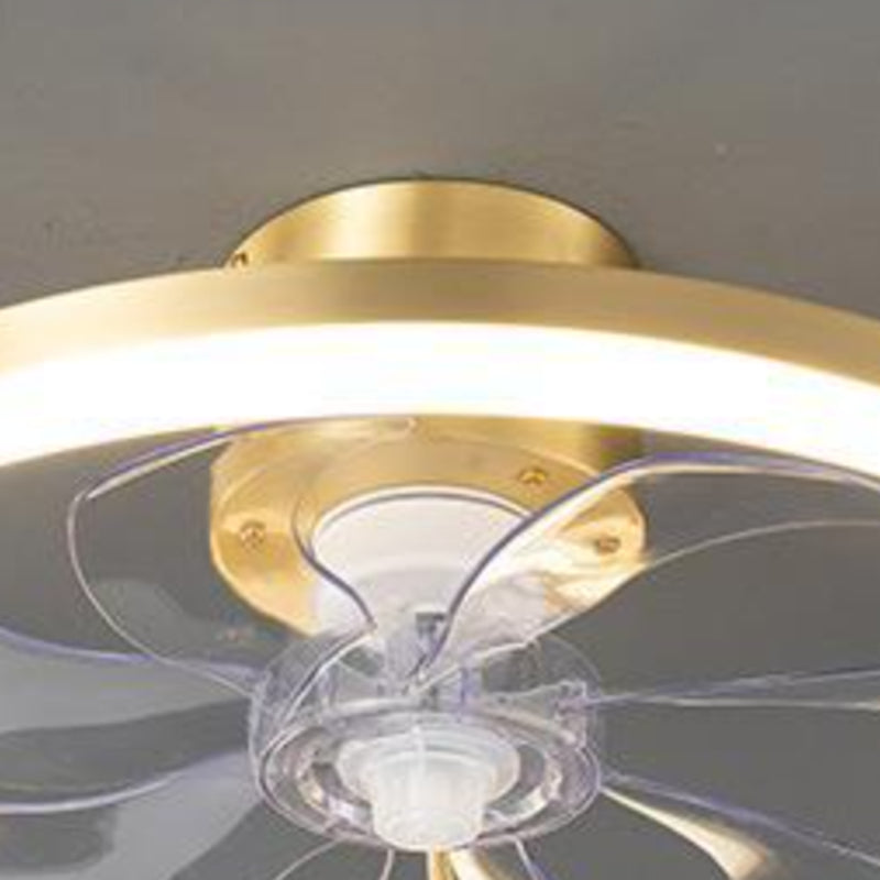 LED Deckenventilator mit Beleuchtung Rund Gold Modern Metall 7-Flügel
