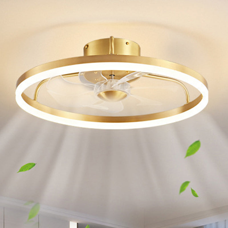 LED Deckenventilator mit Beleuchtung Rund Gold Modern Metall 7-Flügel
