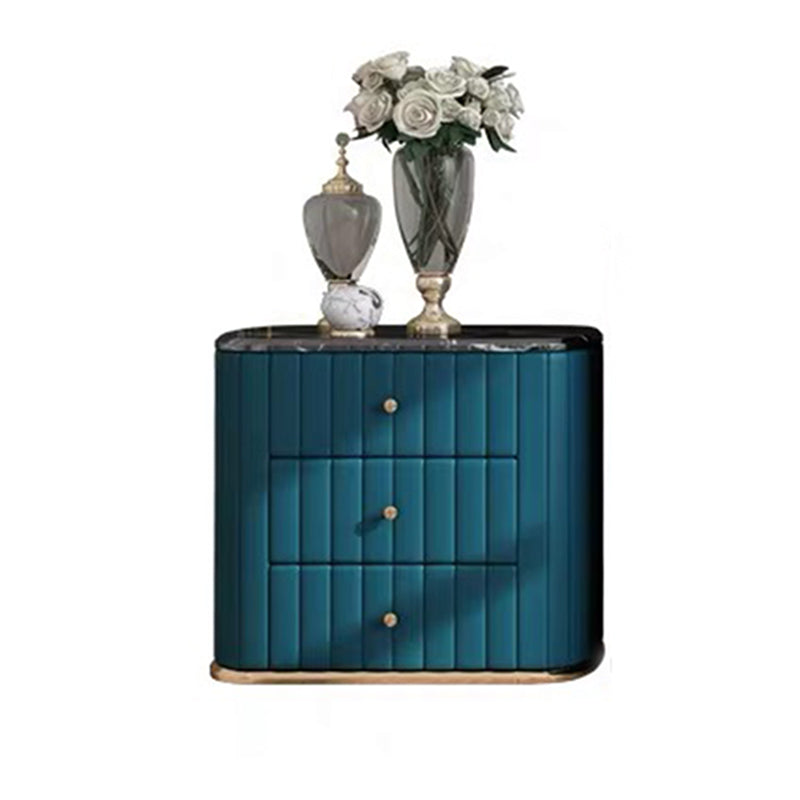 Glam Stone Bedroom Storage Chest Vertical Chest in Blue with Drawers