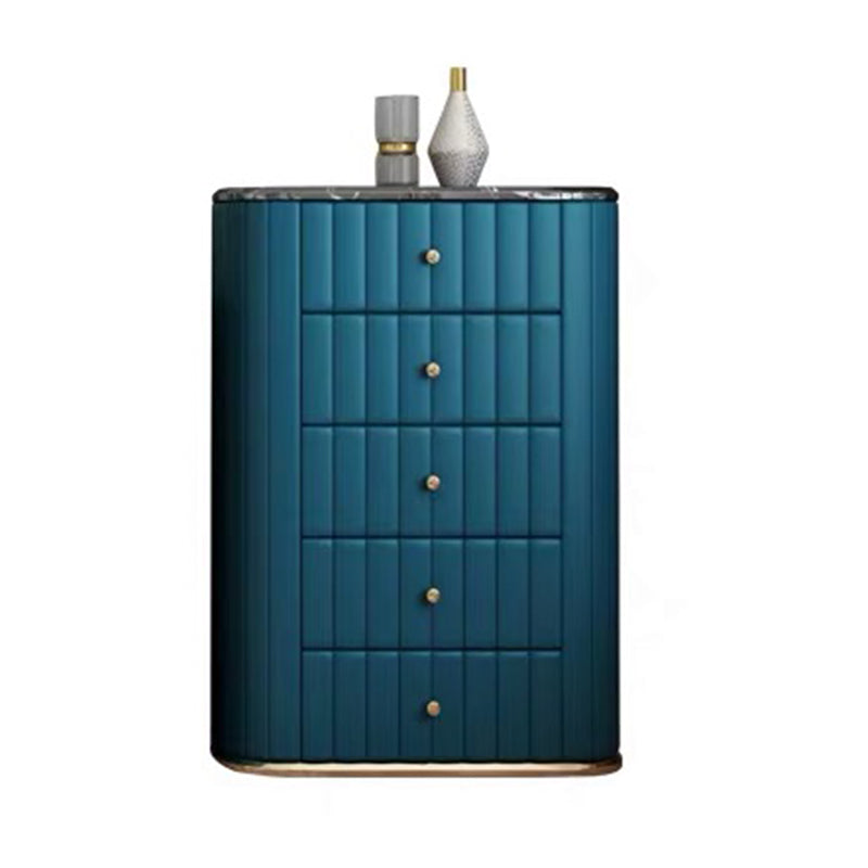 Glam Stone Bedroom Storage Chest Vertical Chest in Blue with Drawers
