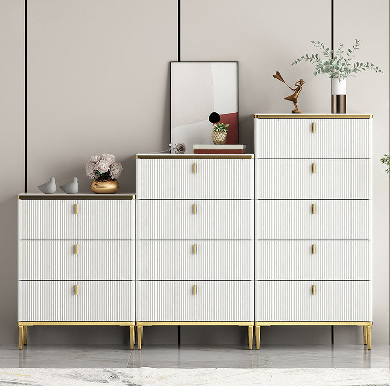 Bedroom Glam Storage Chest Stone Chest in White with Drawers