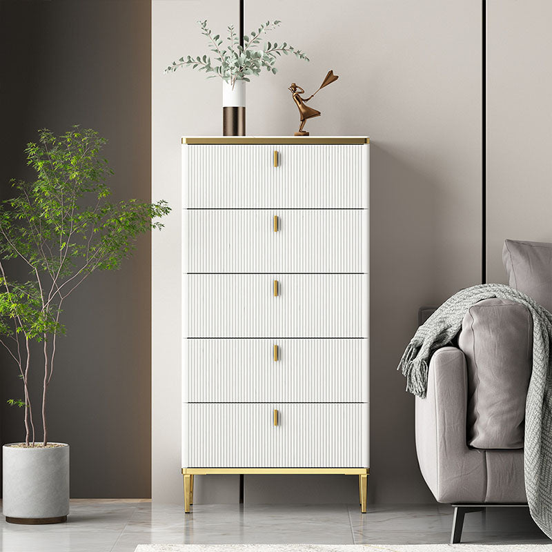 Bedroom Glam Storage Chest Stone Chest in White with Drawers