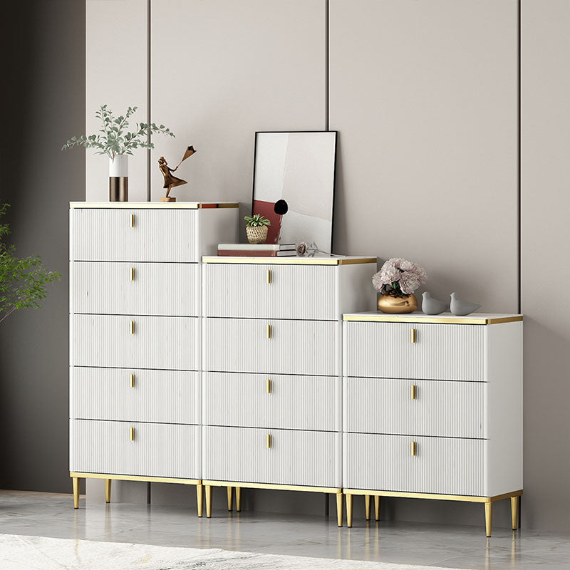 Bedroom Glam Storage Chest Stone Chest in White with Drawers