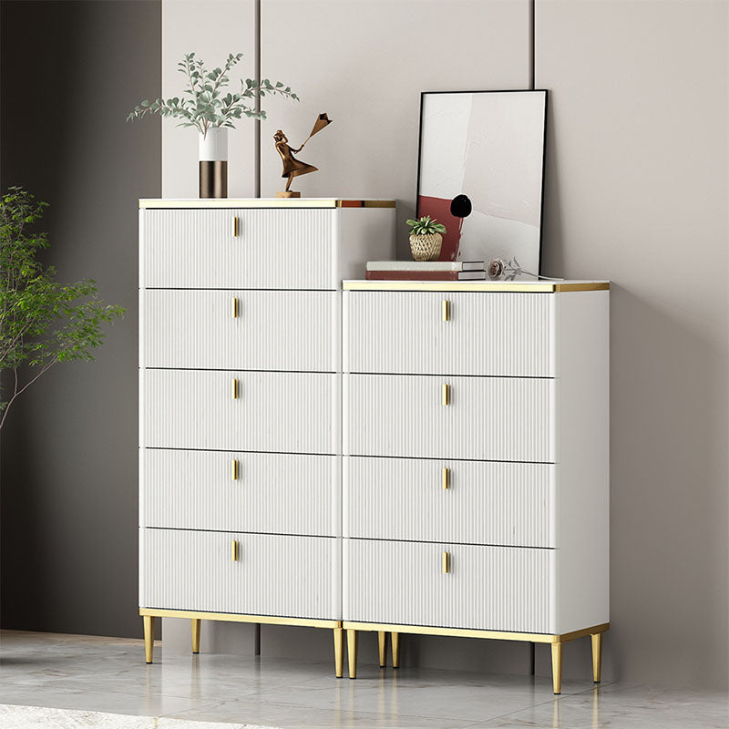 Bedroom Glam Storage Chest Stone Chest in White with Drawers