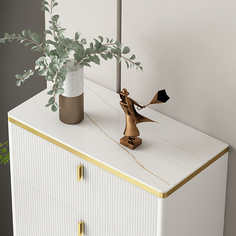 Bedroom Glam Storage Chest Stone Chest in White with Drawers