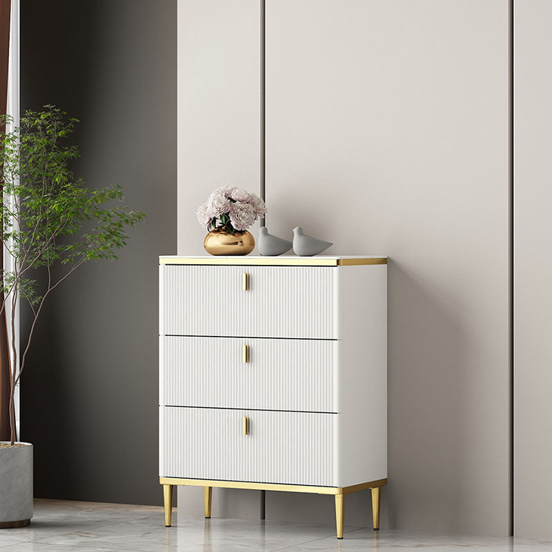 Bedroom Glam Storage Chest Stone Chest in White with Drawers
