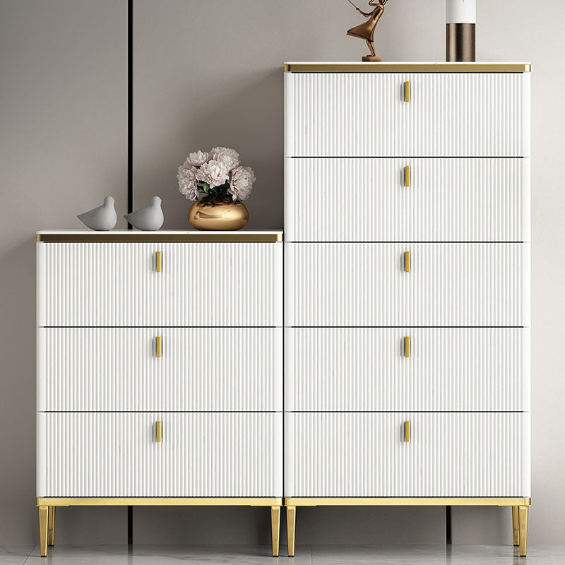 Bedroom Glam Storage Chest Stone Chest in White with Drawers